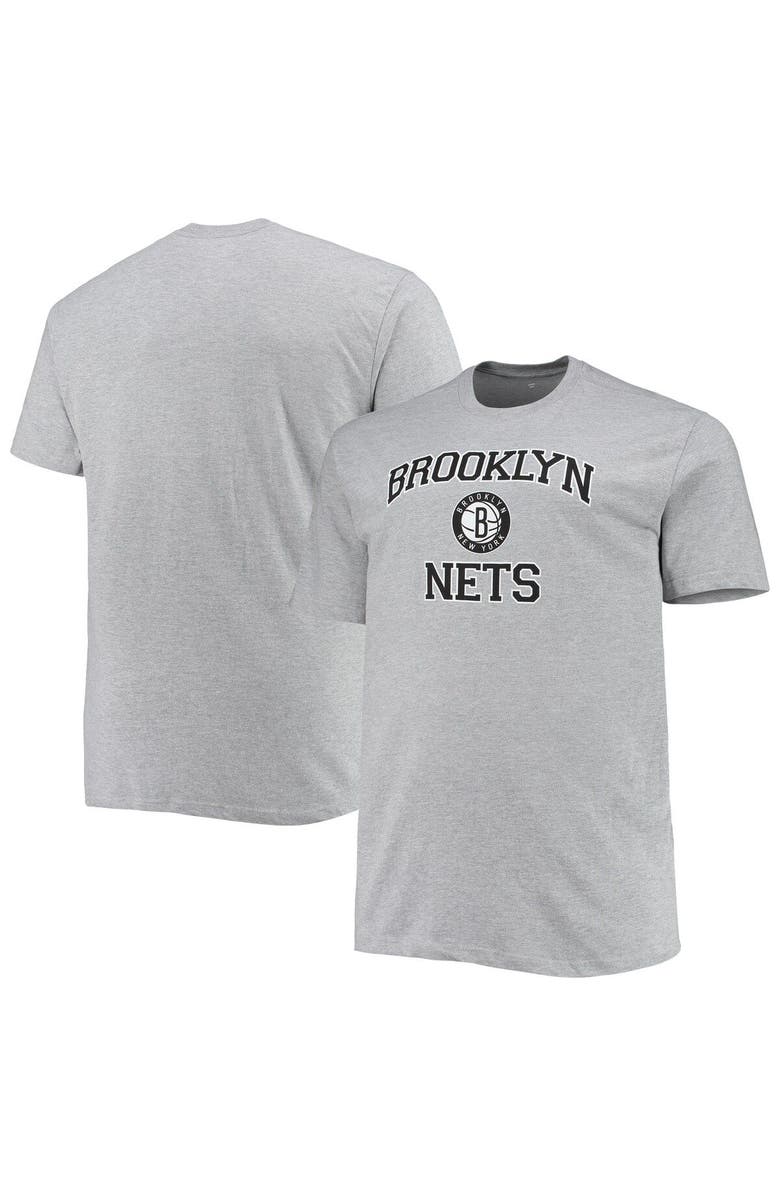 PROFILE Men's Heathered Gray Brooklyn Nets Big & Tall Heart & Soul T-Shirt, Main, color, Heather Gray
