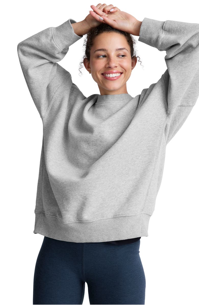 Beyond Yoga Solstice Oversize Cotton Blend Sweatshirt, Alternate, color, Light Heather Gray