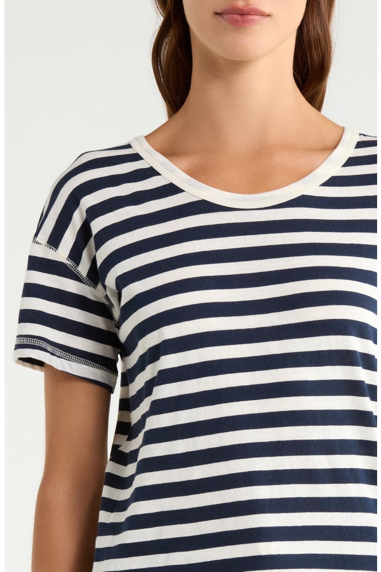 Jada Striped Organic Cotton Short Sleeve Pajamas, Alternate, color, DEEP NAVY/ CREAM STRIPE