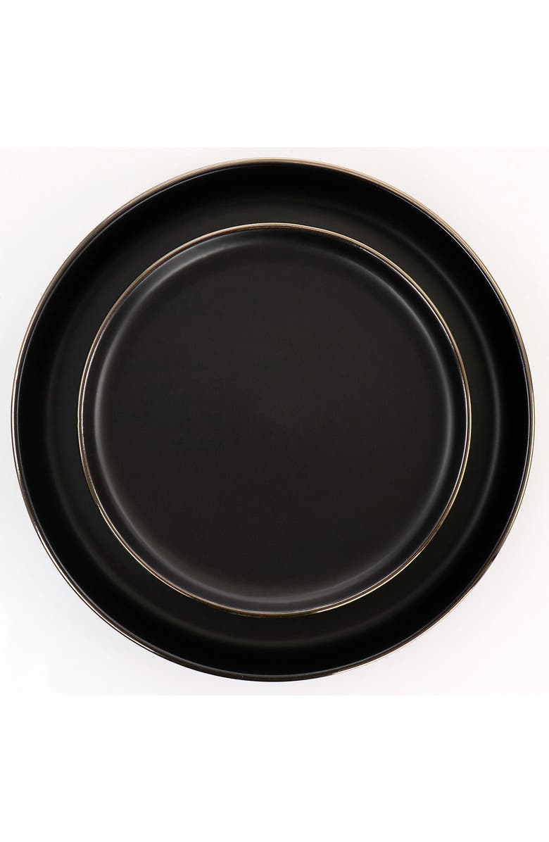 Elama Paul 16 Piece Stoneware Dinnerware Set, Alternate, color, Black