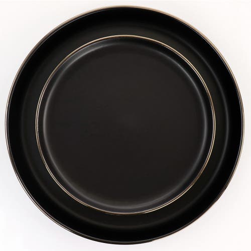 Elama Paul 16 Piece Stoneware Dinnerware Set In Black