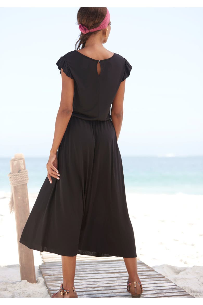 Flutter Sleeve Dress, Alternate, color, Black