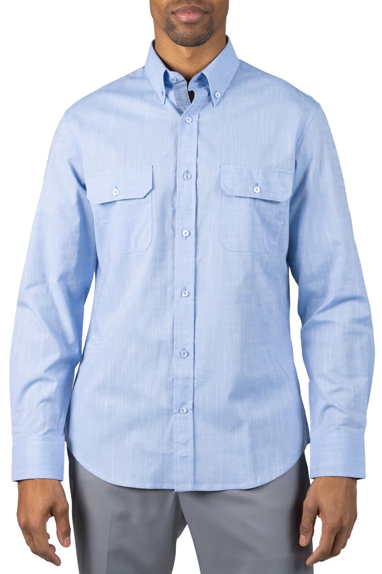 Signature Cotton Chambray Button-Down Shirt, Main, color, LIGHT BLUE