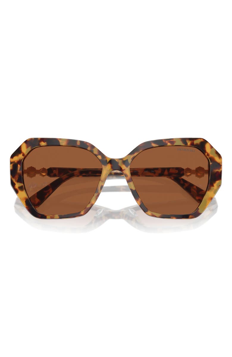 Swarovski 56mm Photochromic Irregular Sunglasses, Alternate, color, Havana Transparent