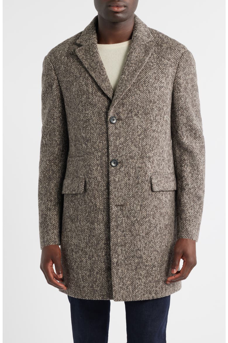 Sherwood Wool & Alpaca Blend Herringbone Topcoat, Alternate, color, TAUPE HERRINGBONE