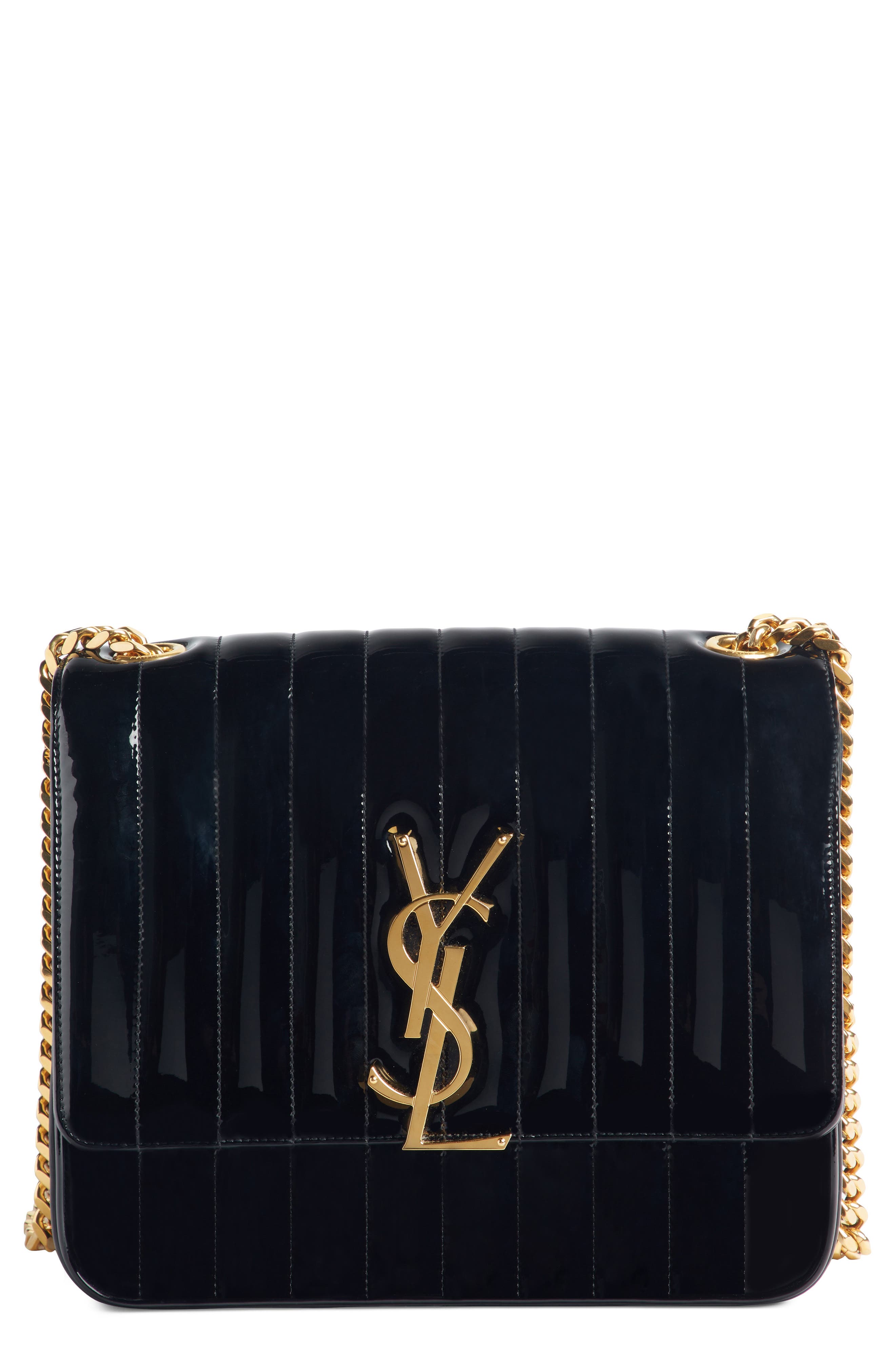 Saint Laurent Large Vicky Patent Leather Crossbody Bag, Main, color, 