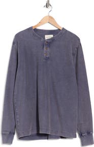 Lucky Brand Distressed Long Sleeve Fleece Henley