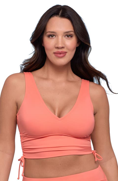 Supportive and Sculpting Cinched Adjustable Midkini Swimsuit Top