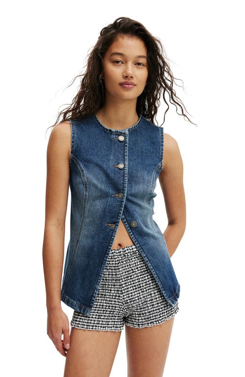 Cotton On Sienna Denim Vest In Blue