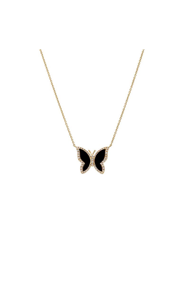 BY ADINA EDEN Pave Diamond Outline Stone Butterfly Necklace 14K, Main, color,