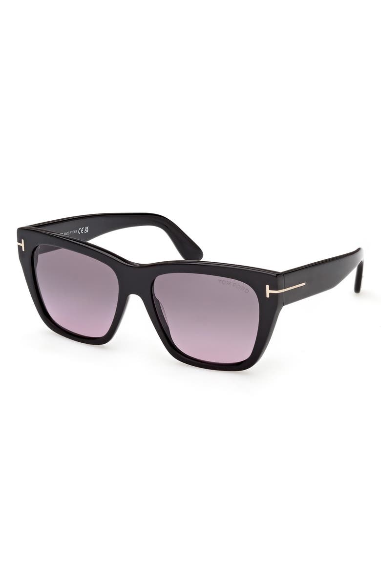 TOM FORD Flynn 55mm Gradient Butterfly Sunglasses, Alternate, color, Black / Gradient Smoke