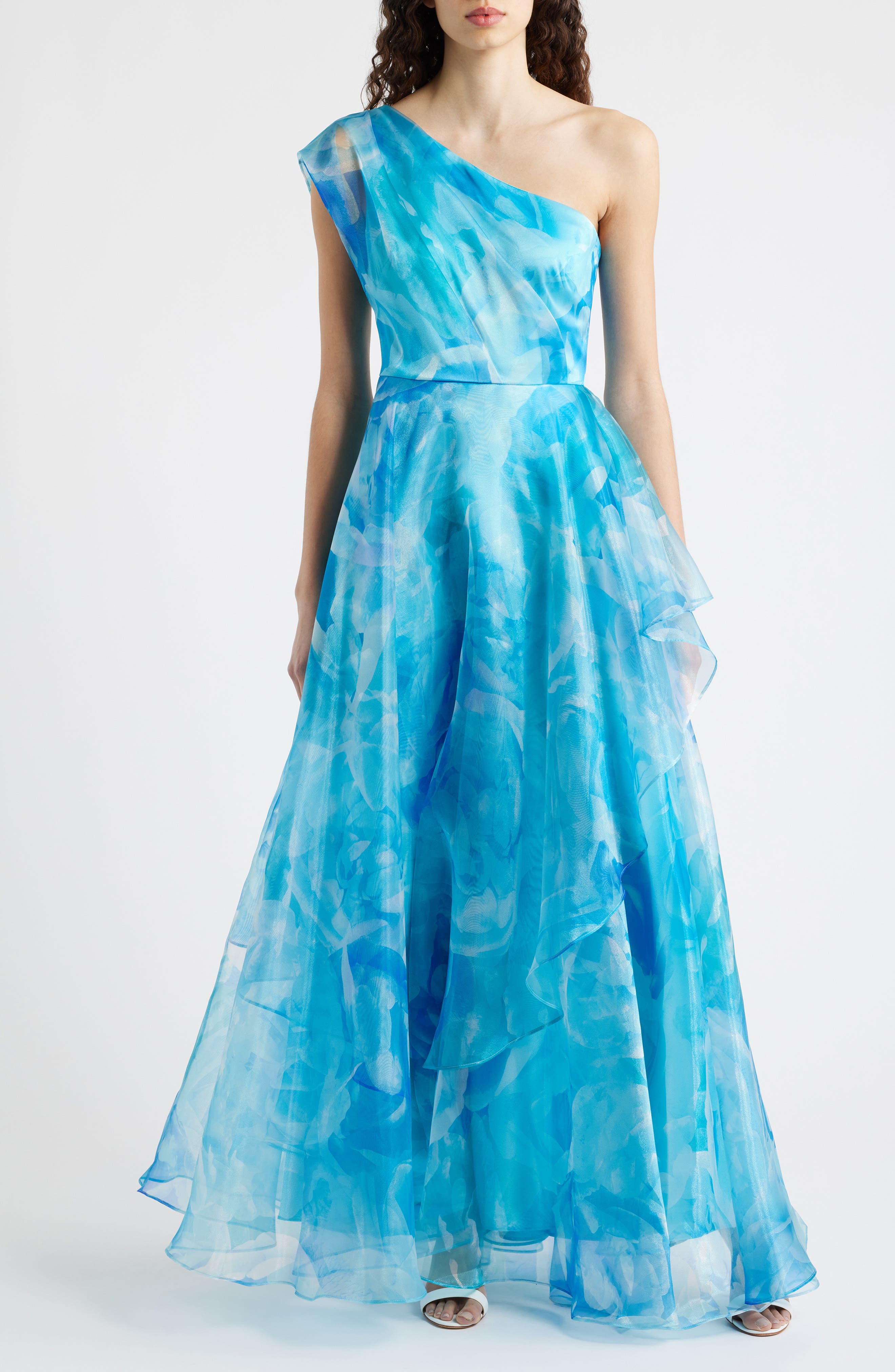 One-Shoulder Georgette Ballgown