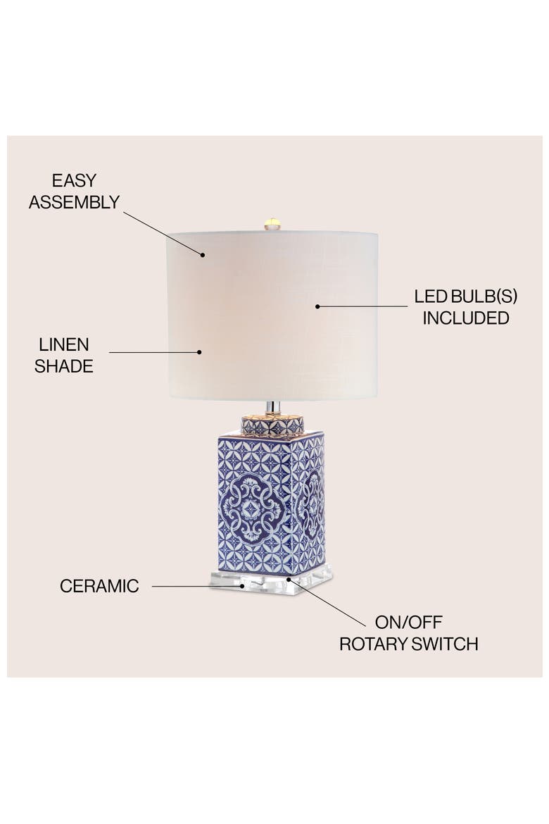 Choi 23" Chinoiserie LED Table Lamp, Blue/White, Alternate, color, Blue/White