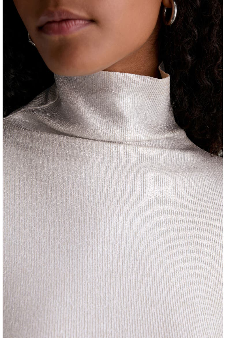 Chels Metallic Rib Turtleneck Sweater, Alternate, color, POWDER/SILVER