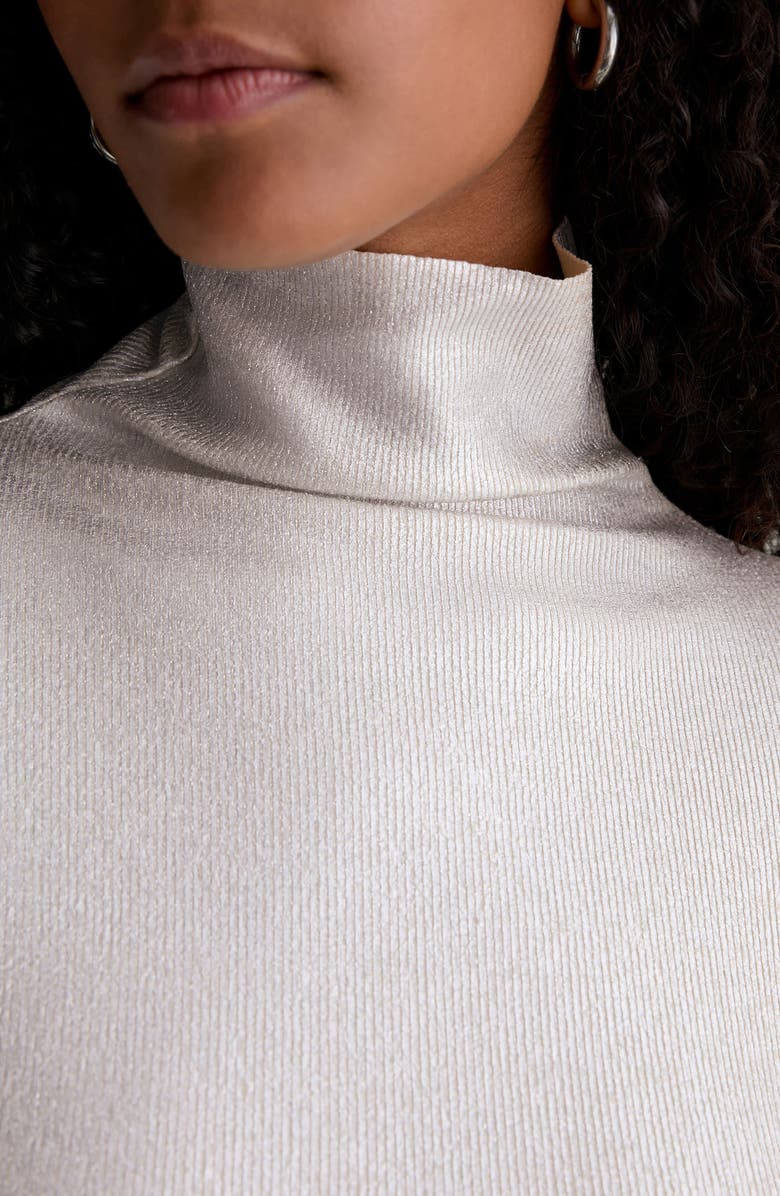 AG Chels Metallic Rib Turtleneck Sweater, Alternate, color, Powder/Silver