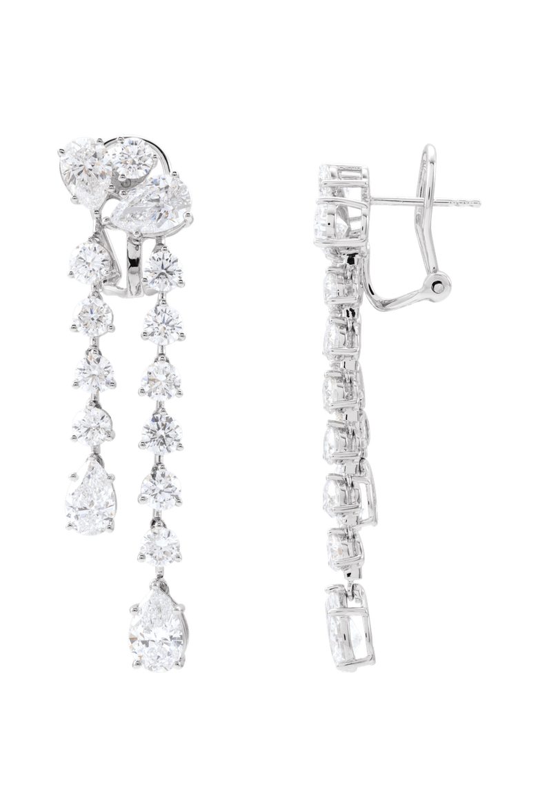 9 1/2 CT Lab-Grown Diamond Dangle Earrings in 14K Gold, Alternate, color, White