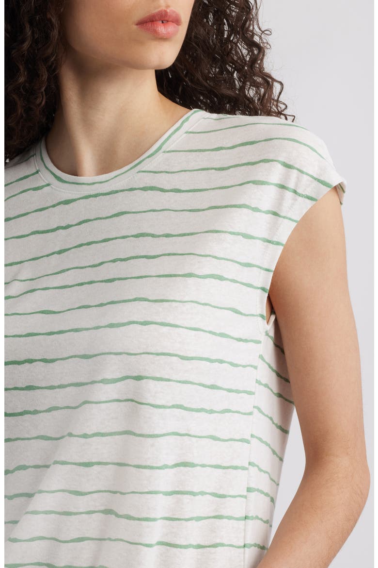 Stripe Linen Blend T-Shirt, Alternate, color, MEADOW/ OFF WHITE