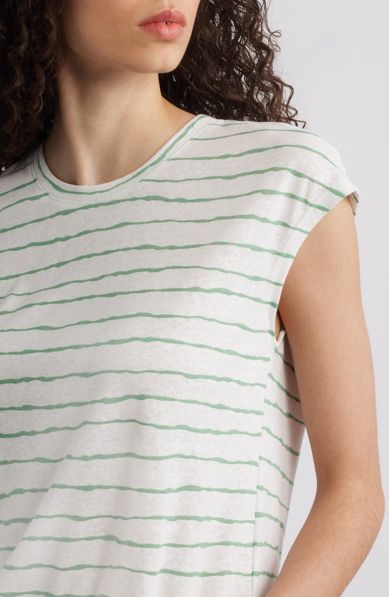 Wit & Wisdom Stripe Linen Blend T-Shirt, Alternate, color, Meadow/ Off White