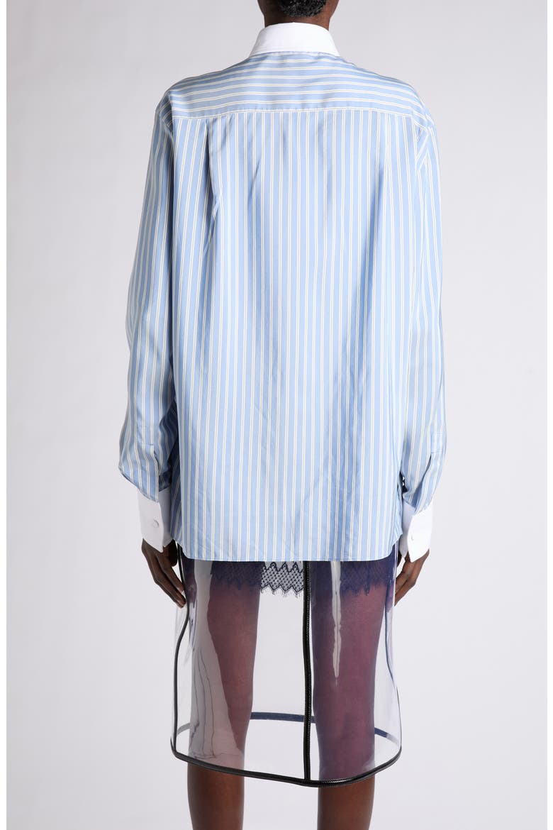 Striped Silk Boyfriend Shirt, Alternate, color, SKY BLUE/ OFF WHITE