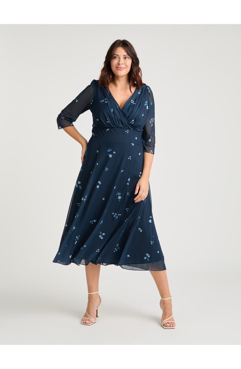 Scarlett & Jo Helena Floral Midi Dress, Main, color, Navy Ditsy