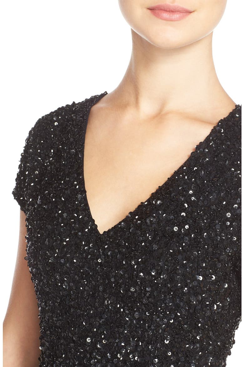 Parker 'Serena' Sequin Silk Body-Con Dress, Alternate, color, BLACK