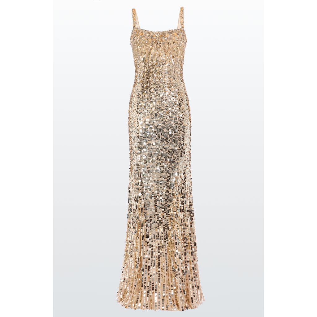 Jenny Packham Mirabeau Sequin-embellished Dress In Gold