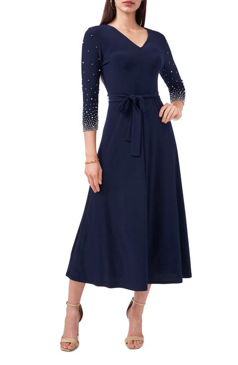 Embellished Tie Waist Midi Dress