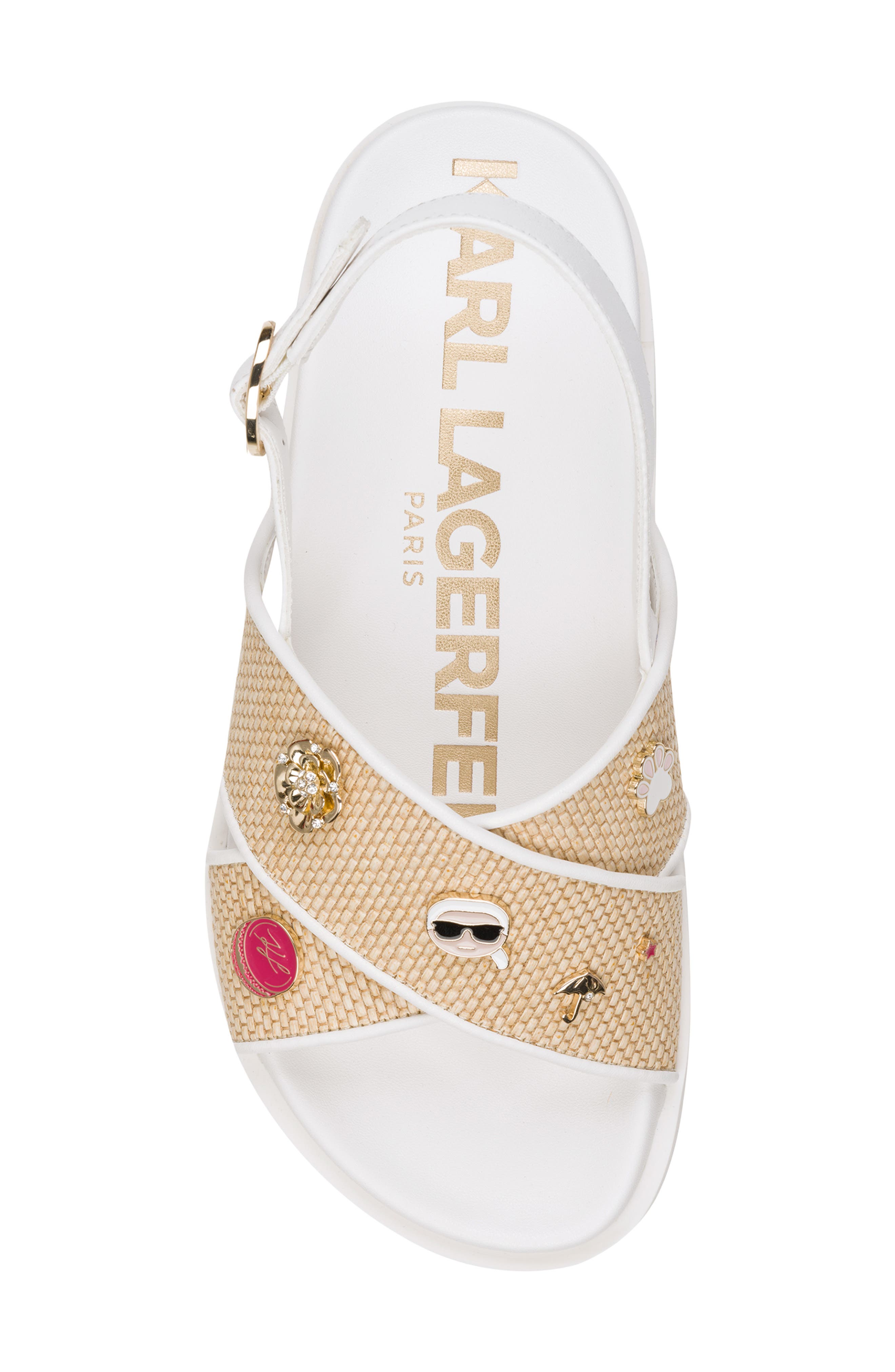 KARL LAGERFELD PARIS Harlan Embellished Slingback Sandal, Alternate, color, Natural/ Bright White