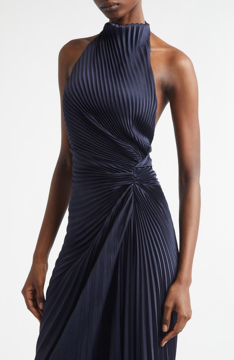 A.L.C. Romy Pleated Halter Gown, Alternate, color, Night Blue