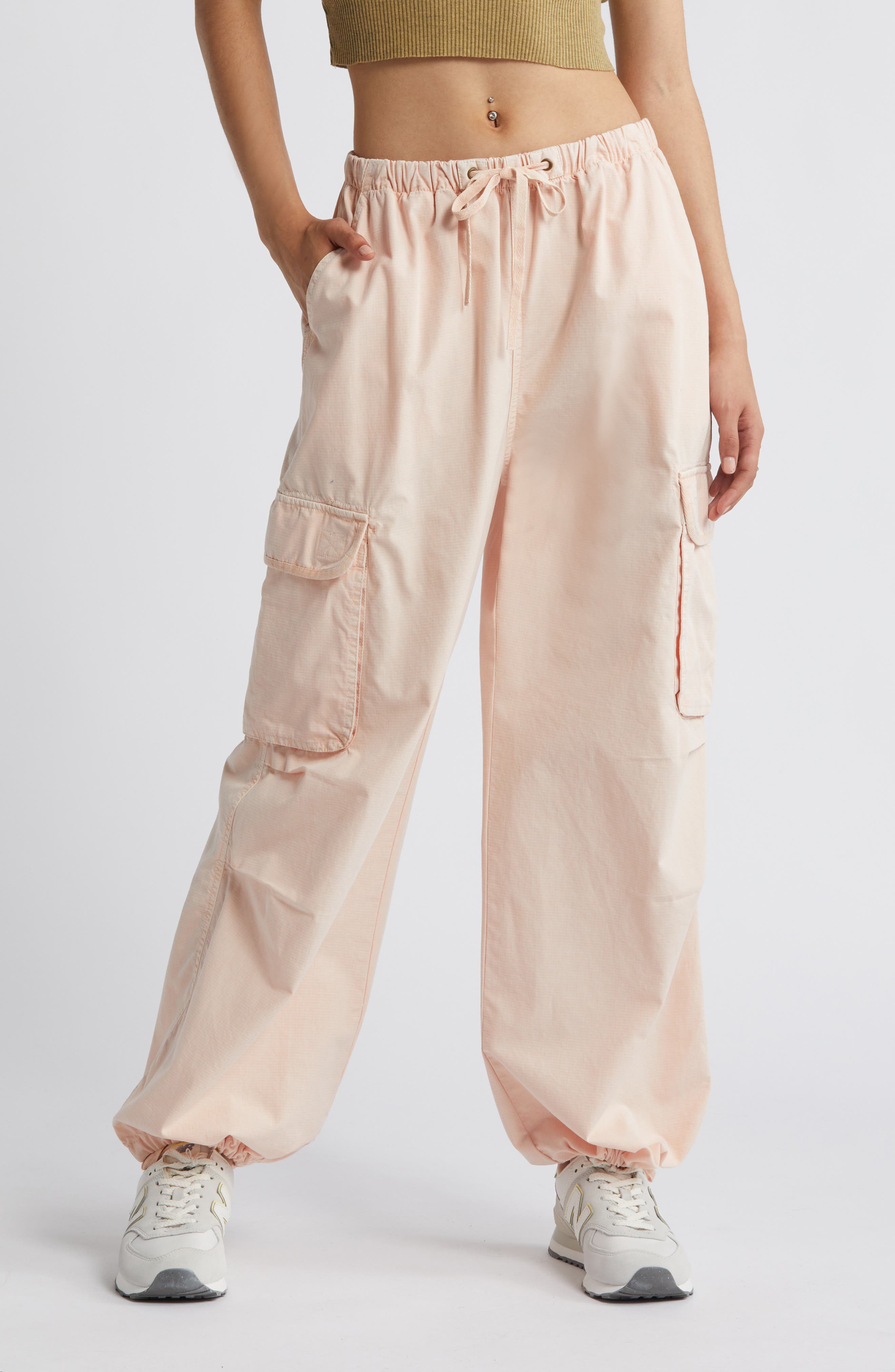 Bp. Parachute Cotton Cargo Pants In Pink Sepia