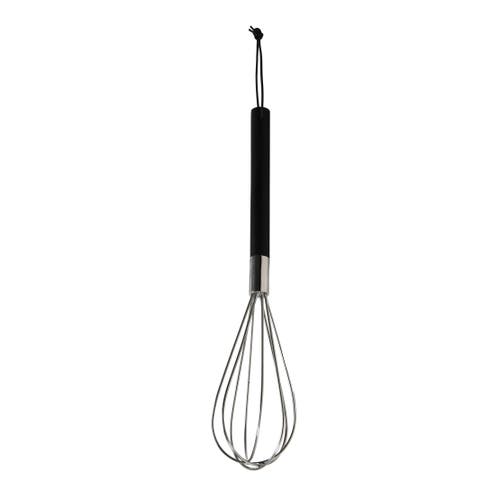 Storied Home Stainless Steel Whisk With Mango Wood Handle And Leather Tie In Black