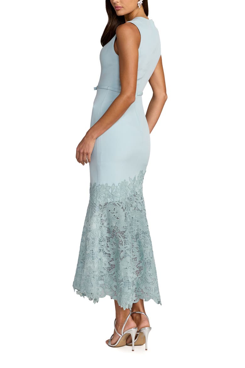 Crepe Embroidered Hem Sleeveless Midi Dress, Alternate, color, Powder Blue