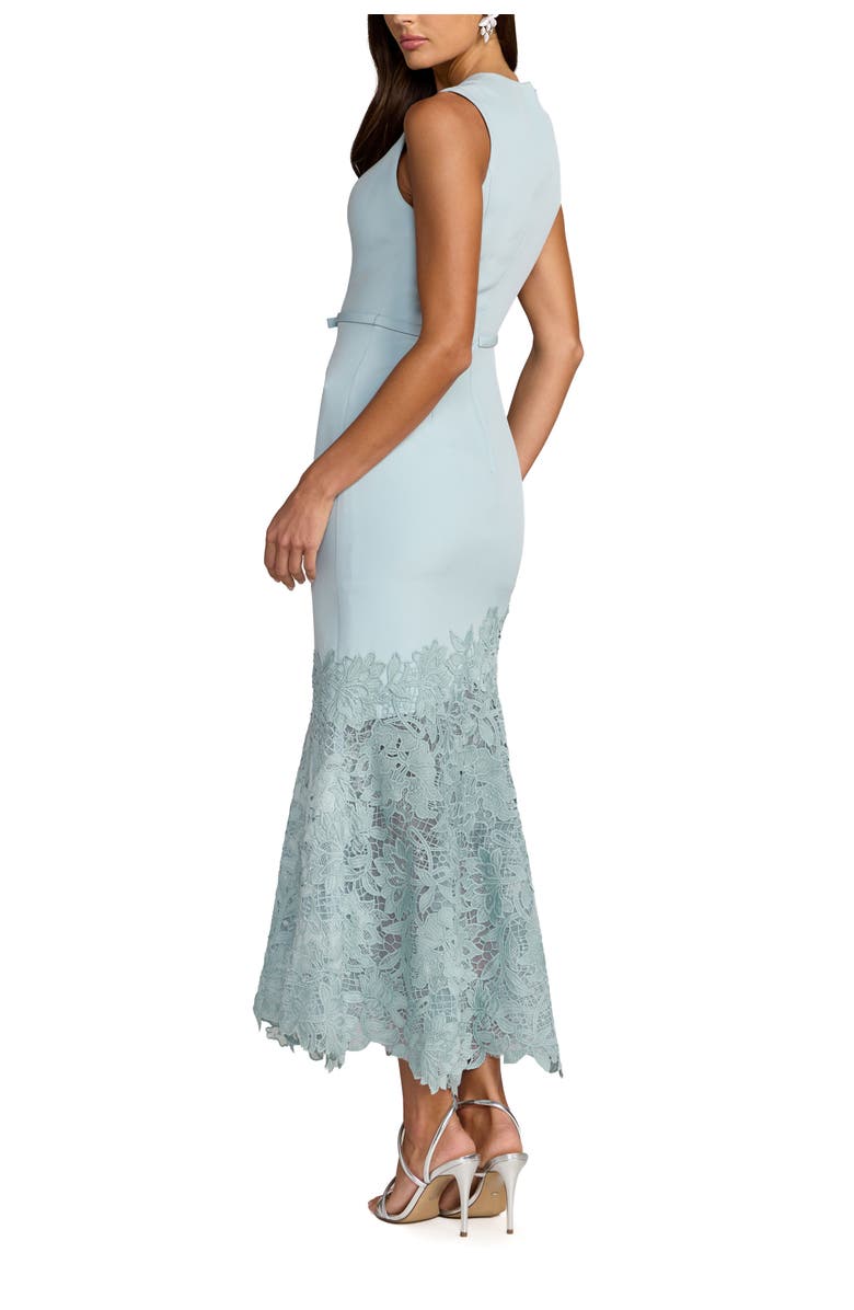 Mac Duggal Crepe Embroidered Hem Sleeveless Midi Dress, Alternate, color, Powder Blue