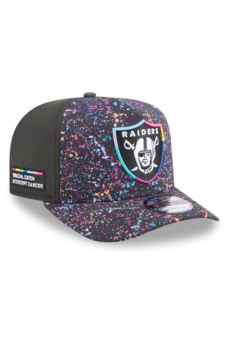 Men's New Era  Black Las Vegas Raiders 2025 NFL Crucial Catch A-Frame 9FIFTY Snapback Hat, Main, color, Black