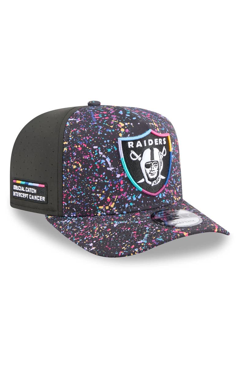 New Era Men
s New Era Black Las Vegas Raiders 2025 NFL Crucial Catch A-Frame 9FIFTY Snapback Hat, Main, color, Black