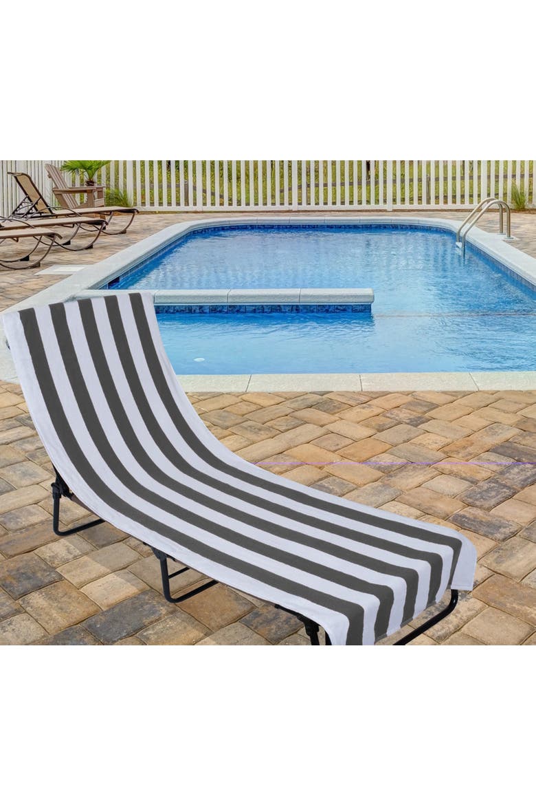 Stripe Lounge Chair Beach Towel - Top Fitted Pocket 26x82", Alternate, color, Gray