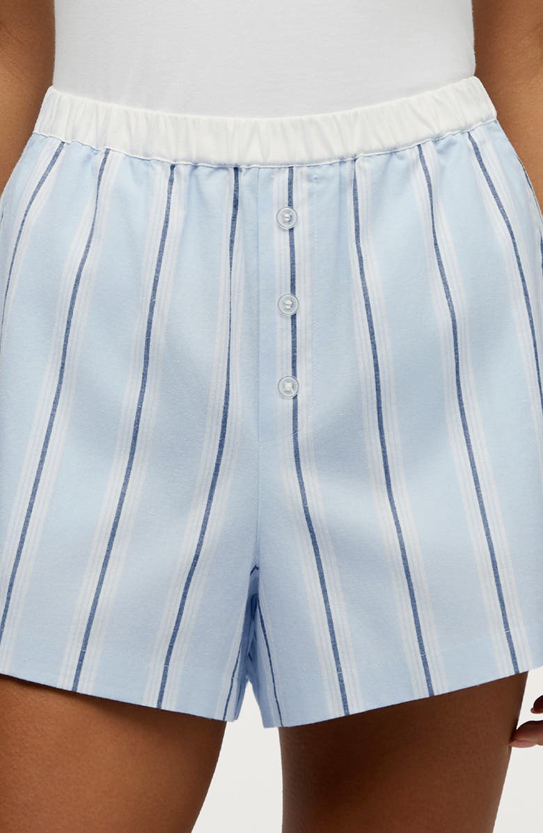Petite Plume Coastal Stripe Pajama Shorts, Alternate, color, Blue