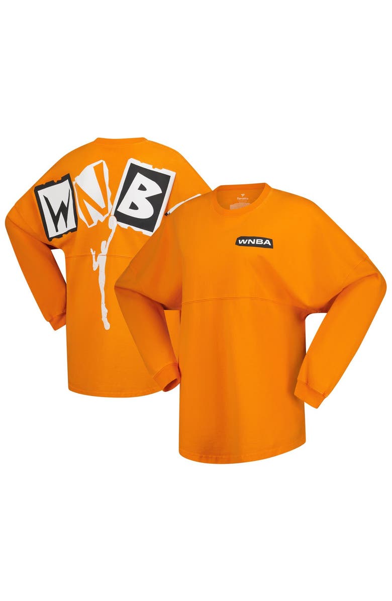 SPIRIT JERSEY Women's Spirit Jersey Orange WNBA Gear Patches Oversized Long Sleeve T-Shirt, Alternate, color, Orange
