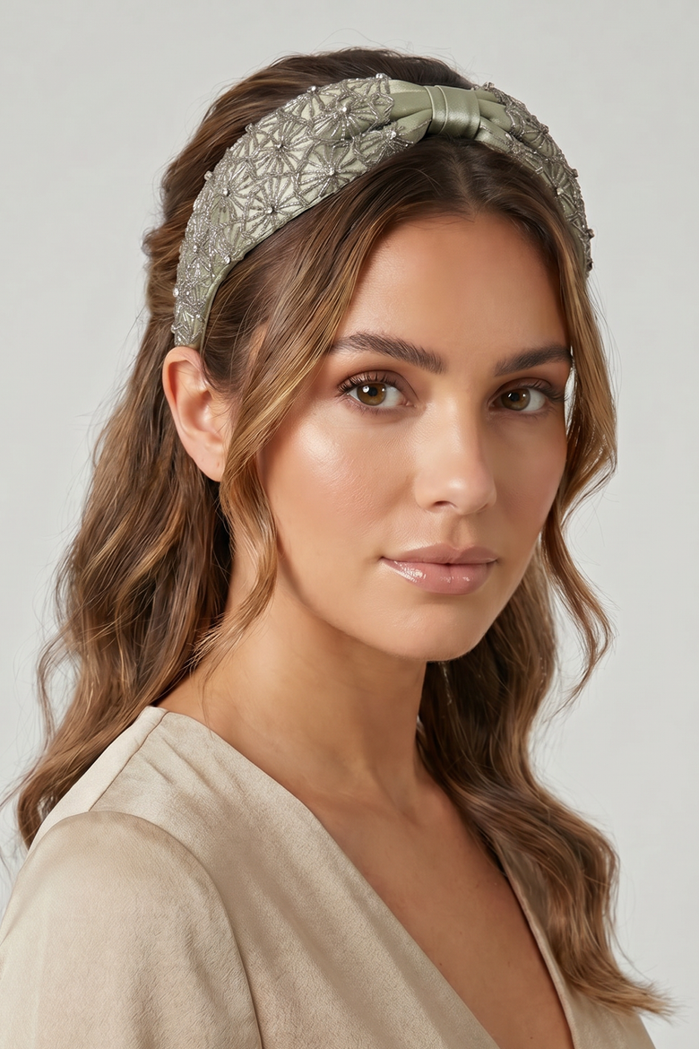 Sage Sparkle Embellished Headband, Alternate, color, Green