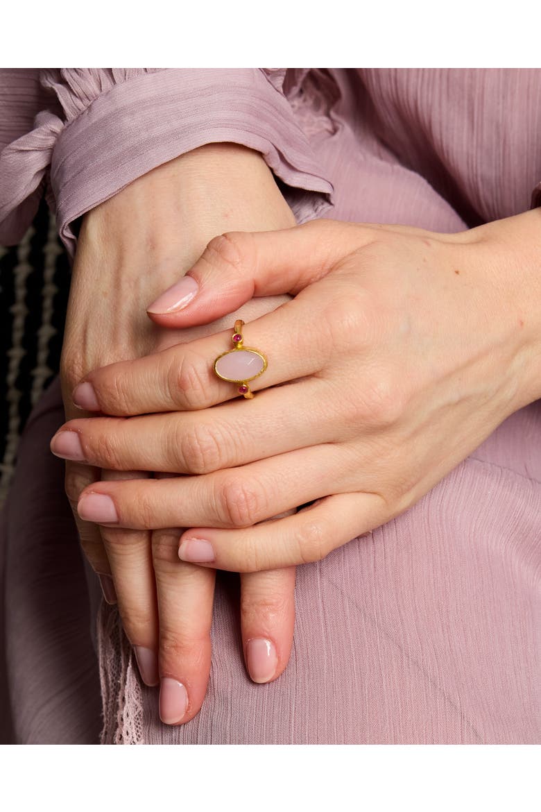 Lucia Rose Quartz Cocktail Ring, Alternate, color, Gold
