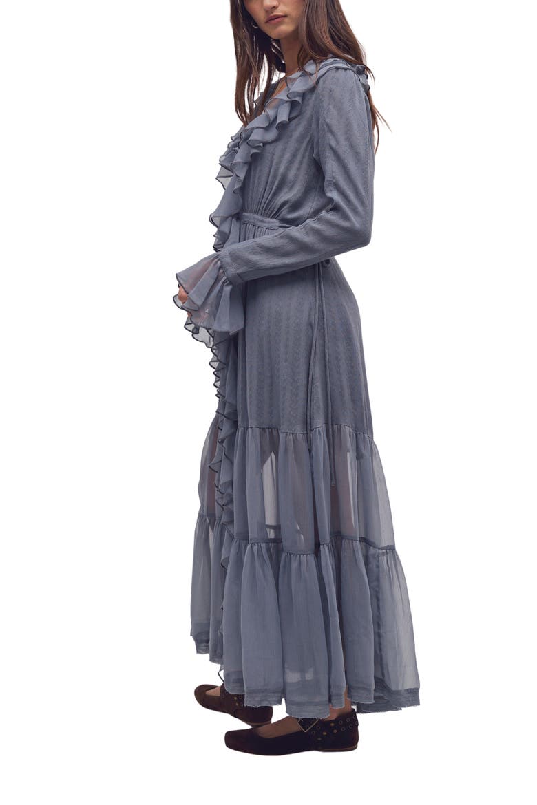 Isla Ruffle Long Sleeve Midi Dress, Alternate, color, STONE VALLEY