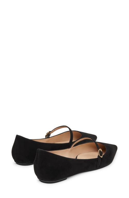 Stuart Weitzman Emilia Leather Mary Jane Point-toe Flats In Black/black