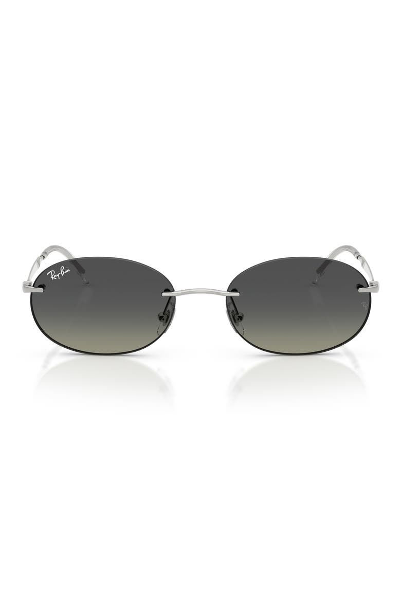 54mm Gradient Rimless Oval Sunglasses, Main, color, SILVER / GREY GRADIENT