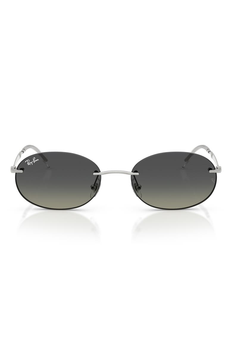 Ray-Ban 54mm Gradient Rimless Oval Sunglasses, Main, color, Silver / Grey Gradient