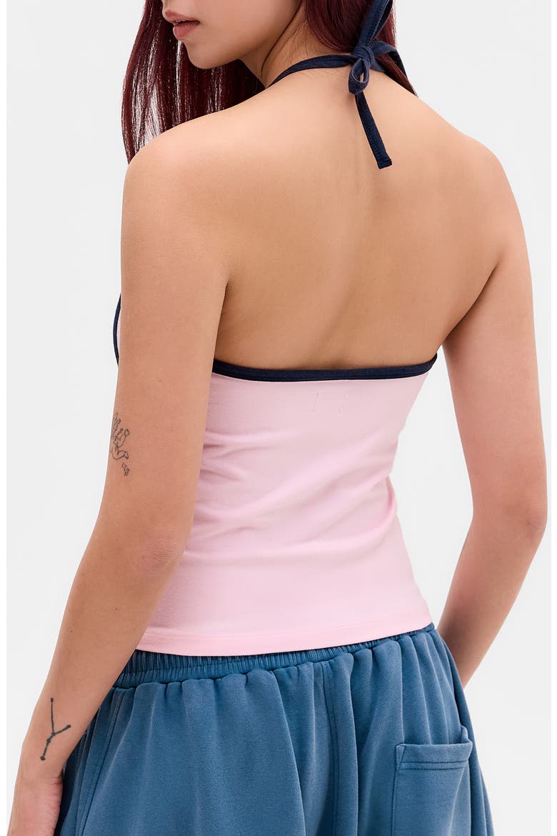 '98 Stretch Cotton Graphic Halter Top, Alternate, color, PINK