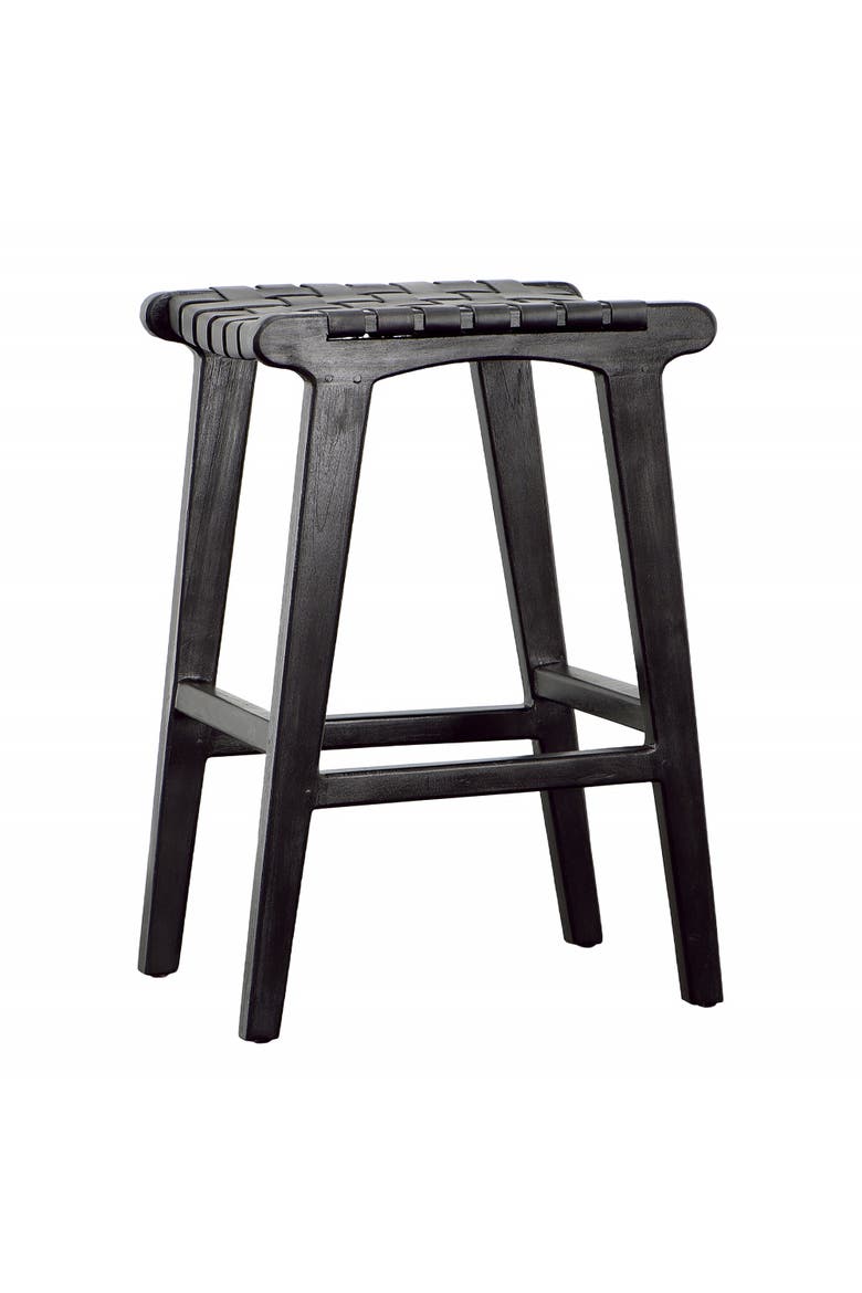 Dorian Teak Wood Counter Stool, Main, color, Black