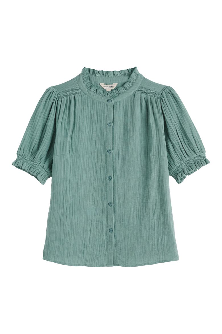 Shore Patch Organic Cotton Button-Up Top, Alternate, color, SARDINE
