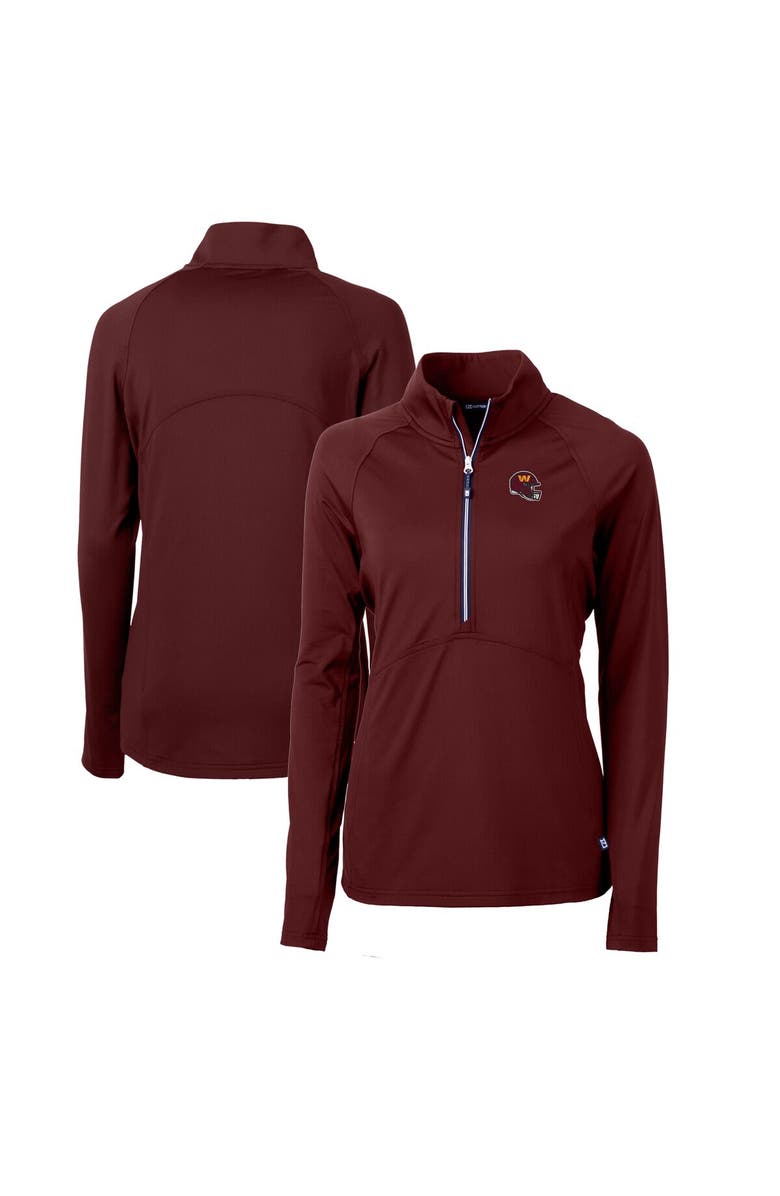 Cutter & Buck Women's Cutter & Buck  Burgundy Washington Commanders Helmet Logo Adapt Eco Knit Stretch Recycled Half-Zip Pullover Top, Main, color, Burgundy