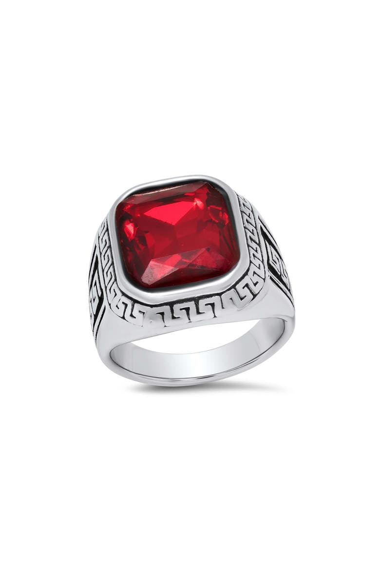 Stainless Steel Ring, Main, color, SILVER/ RED