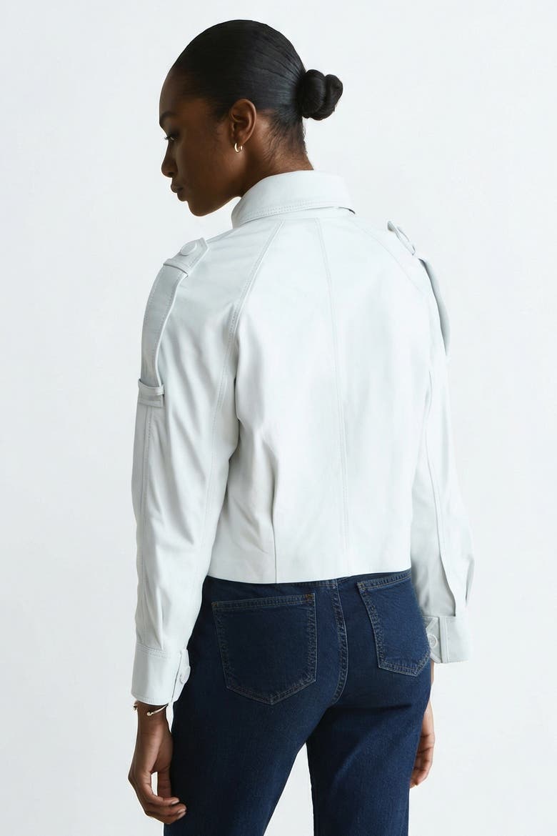 Rose Leather Jacket, Alternate, color, White